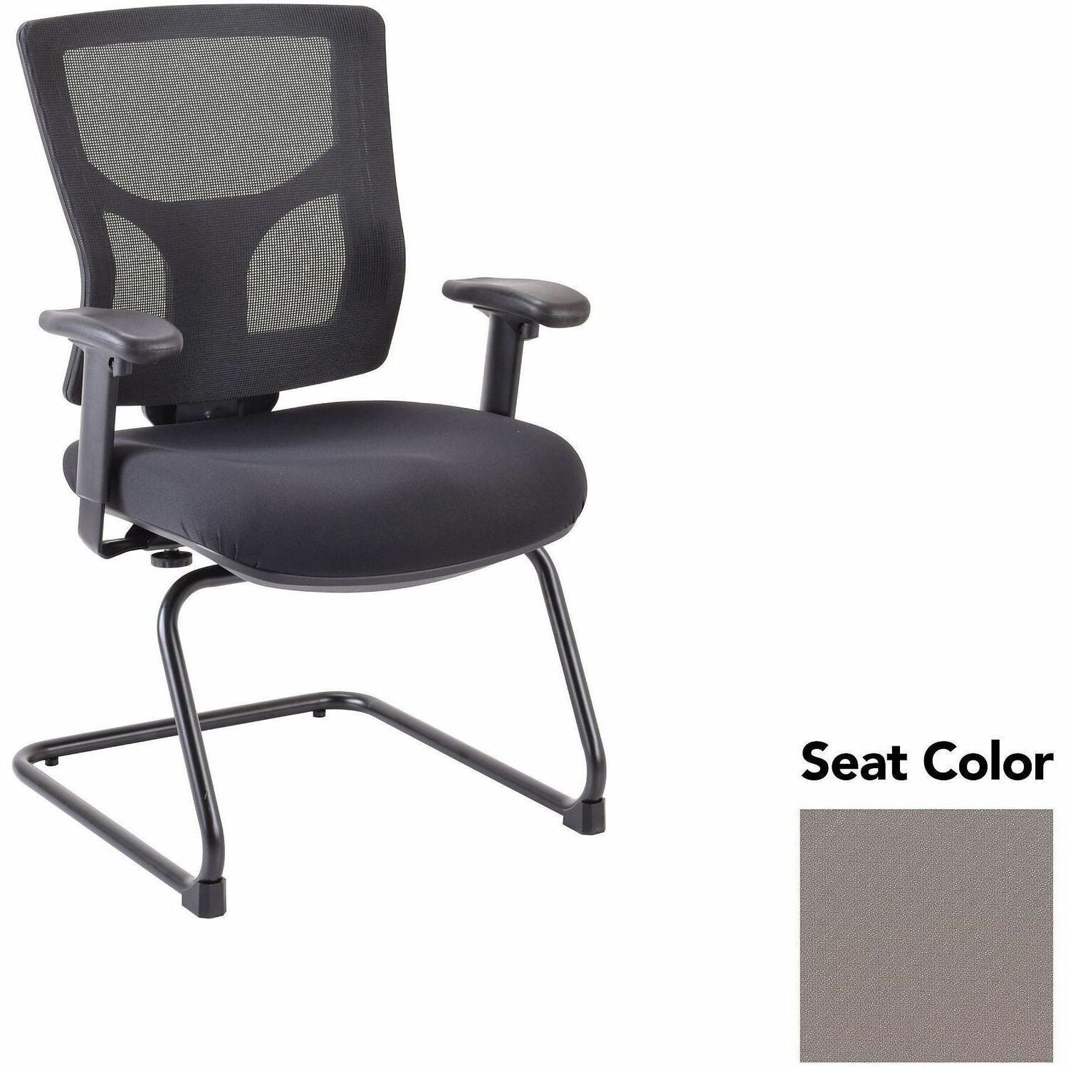 Lorell Conjure Sled Base Guest Chair, Insight Fossil, Polyurethane Foam Seat, Mesh Mid Back, Adjustable Arms, Cantilever Sled Base, 1 Each