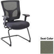 Lorell Conjure Sled Base Guest Chair, Shire Sage, Polyurethane Foam Seat, Mesh Mid Back, Adjustable Arms, Cantilever Sled Base, 1 Each