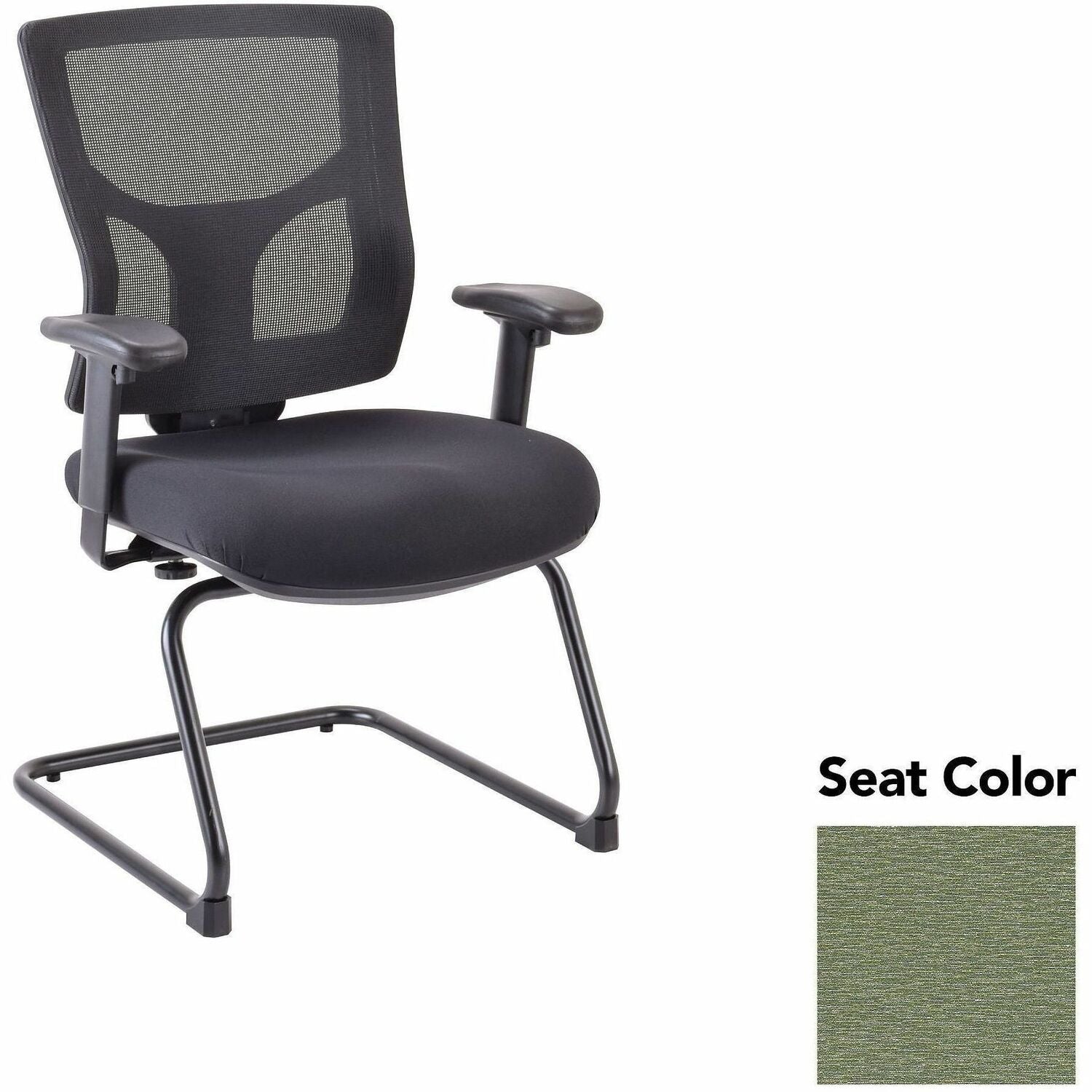 Lorell Conjure Sled Base Guest Chair, Fuse Cress Seat, Polyurethane Foam Seat, Mesh Mid Back, Cantilever Sled Base, Adjustable Armrests, 1 Each