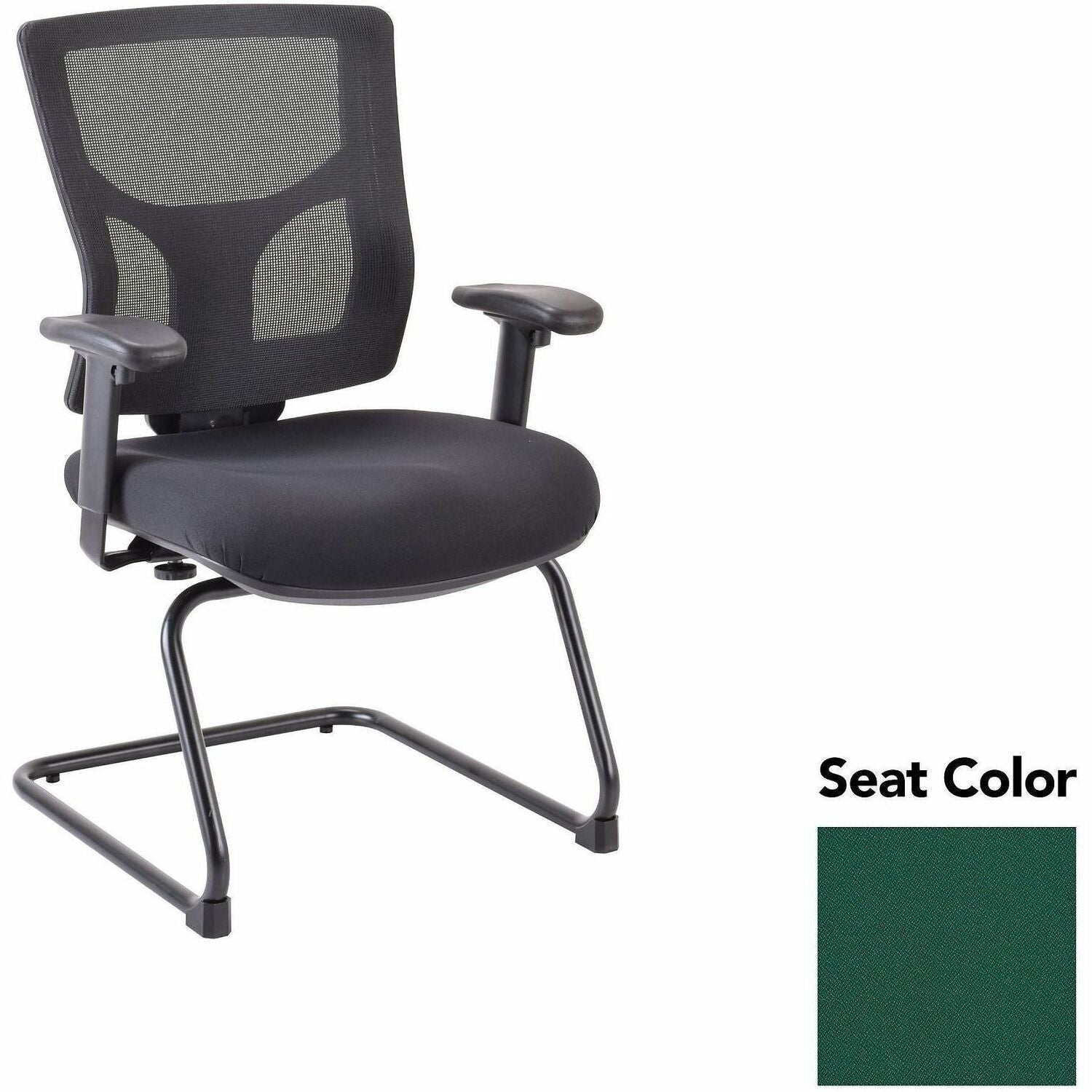 Lorell Conjure Sled Base Guest Chair, Forte Chive Polyurethane Foam Seat, Mesh Mid Back, Cantilever Sled Base, Adjustable Armrests, 1 Each