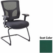 Lorell Conjure Sled Base Guest Chair, Forte Chive Polyurethane Foam Seat, Mesh Mid Back, Cantilever Sled Base, Adjustable Armrests, 1 Each