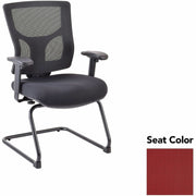 Lorell Conjure Sled Base Guest Chair, Expo Festive, Polyurethane Foam Seat, Mesh Mid Back, Adjustable Arms, Cantilever Sled Base, 1 Each