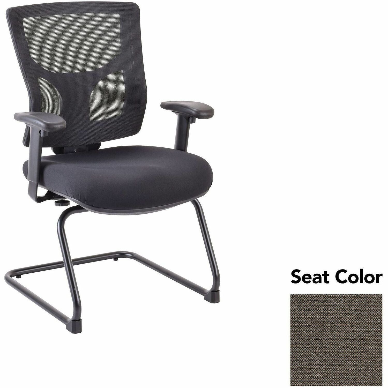 Lorell Conjure Sled Base Guest Chair, Shire Stonewall Seat, Polyurethane Foam, Mesh Mid Back, Adjustable Arms, Cantilever Sled Base, 1 Each
