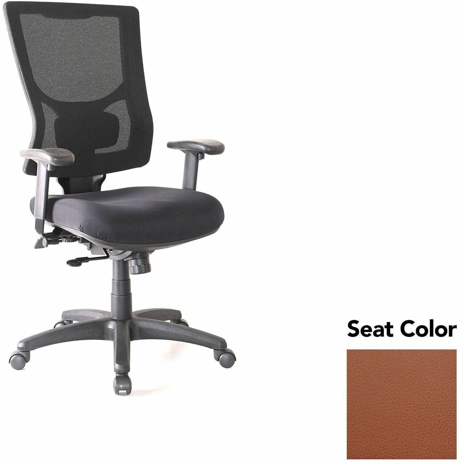 Lorell Conjure High-Back Office Chair, Canyon Cordovan Seat, Mesh Back, Adjustable Arms, 360° Swivel, 1 Each