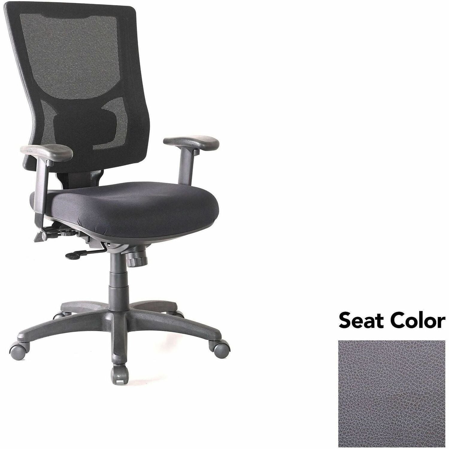 Lorell Conjure High-Back Office Chair, Canyon Carbon Seat, Mesh Back, Adjustable Arms, 360° Swivel, 1 Each
