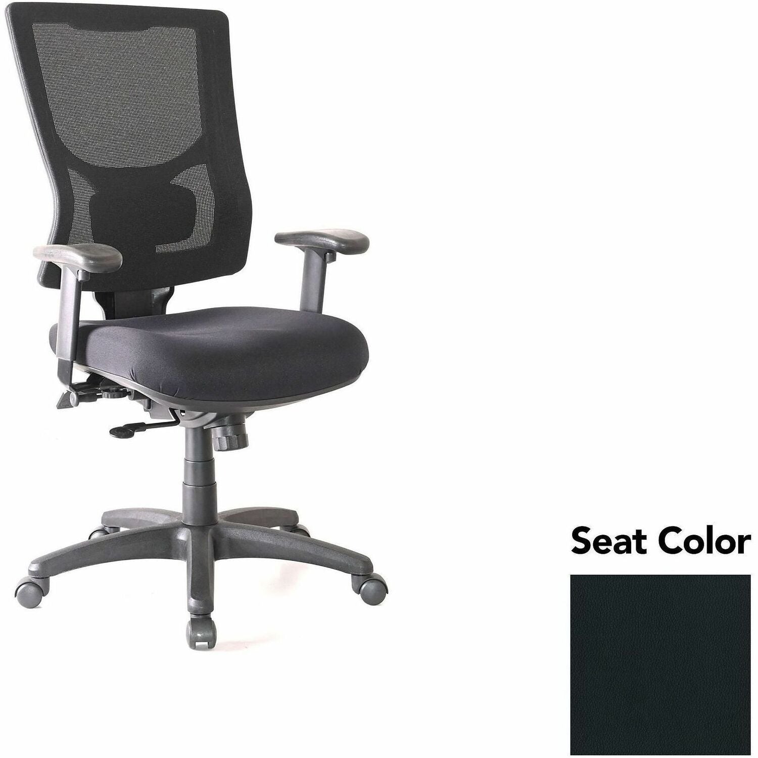 Lorell Conjure High-Back Office Chair, Dillon Black Seat, Mesh Back, Adjustable Arms, 1 Each