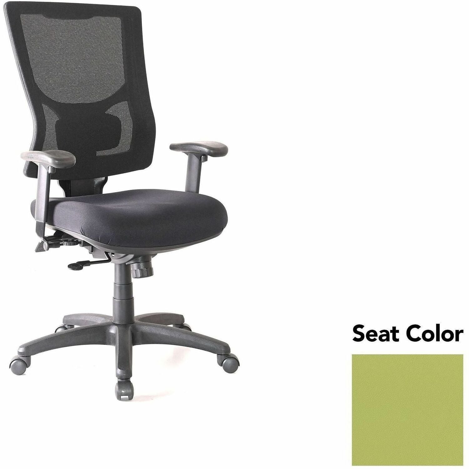 Lorell Conjure High-Back Office Chair, Dillon Apple Green Seat, Mesh Back, Adjustable Arms, 360° Swivel, 1 Each
