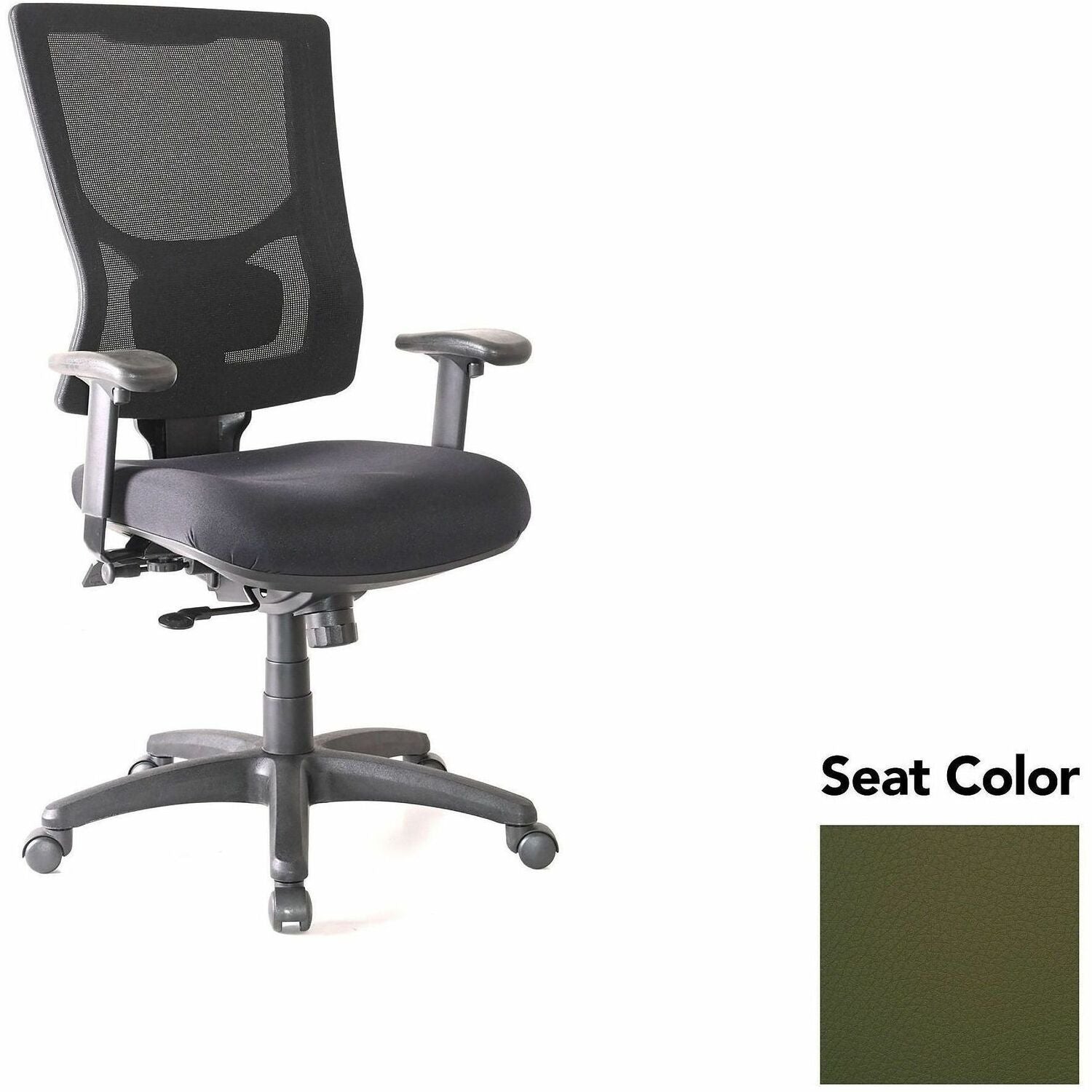 Lorell Conjure High-Back Office Chair, Canyon Fern Seat, Mesh Back, Adjustable Arms, 1 Each