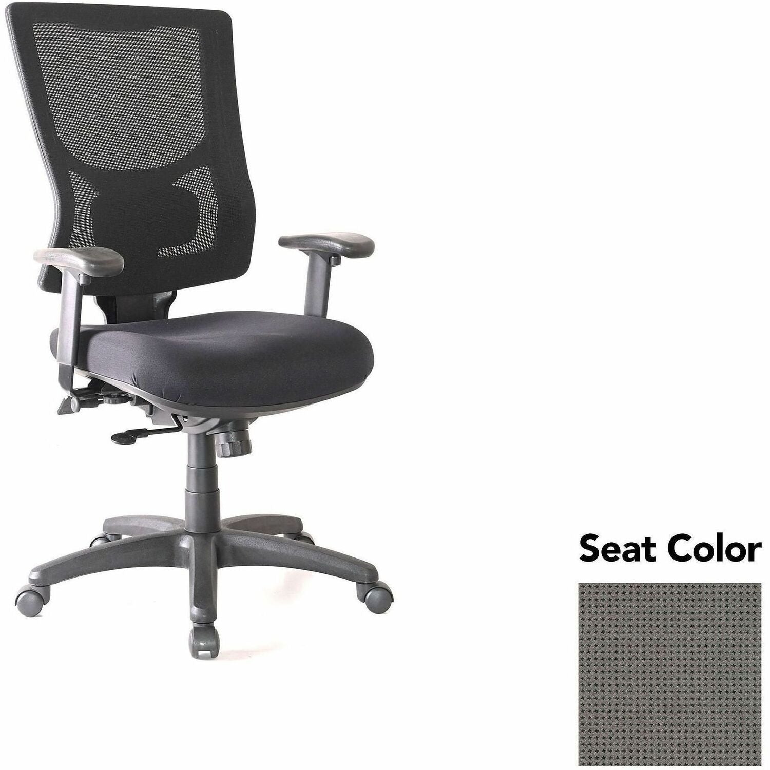 Lorell Conjure High-Back Office Chair, Expo Fog Seat, Mesh Back, Adjustable Arms, 360° Swivel, 1 Each