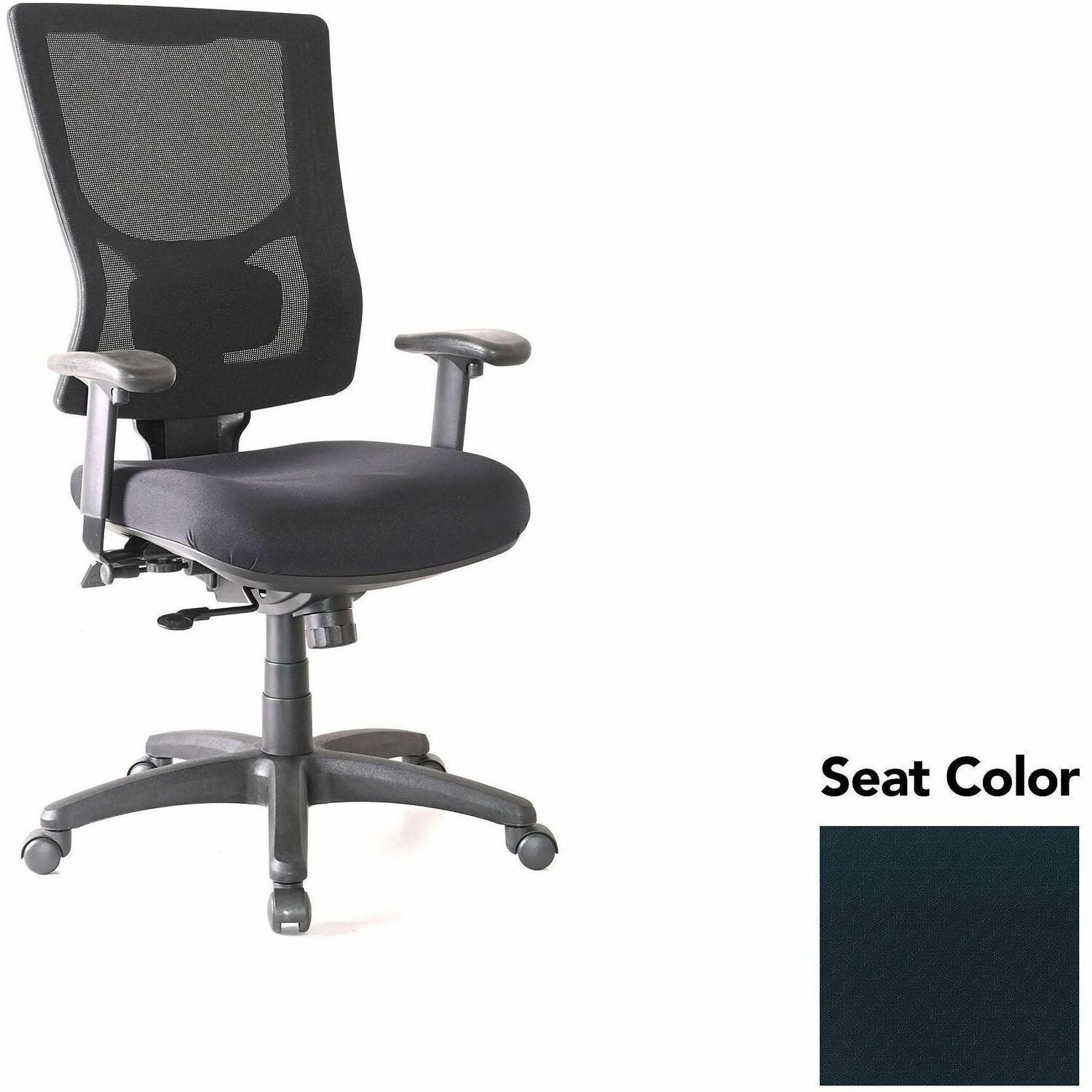 Lorell Conjure High-Back Office Chair, Insight Ebony Seat, Mesh Back, Adjustable Arms, 360° Swivel, 1 Each
