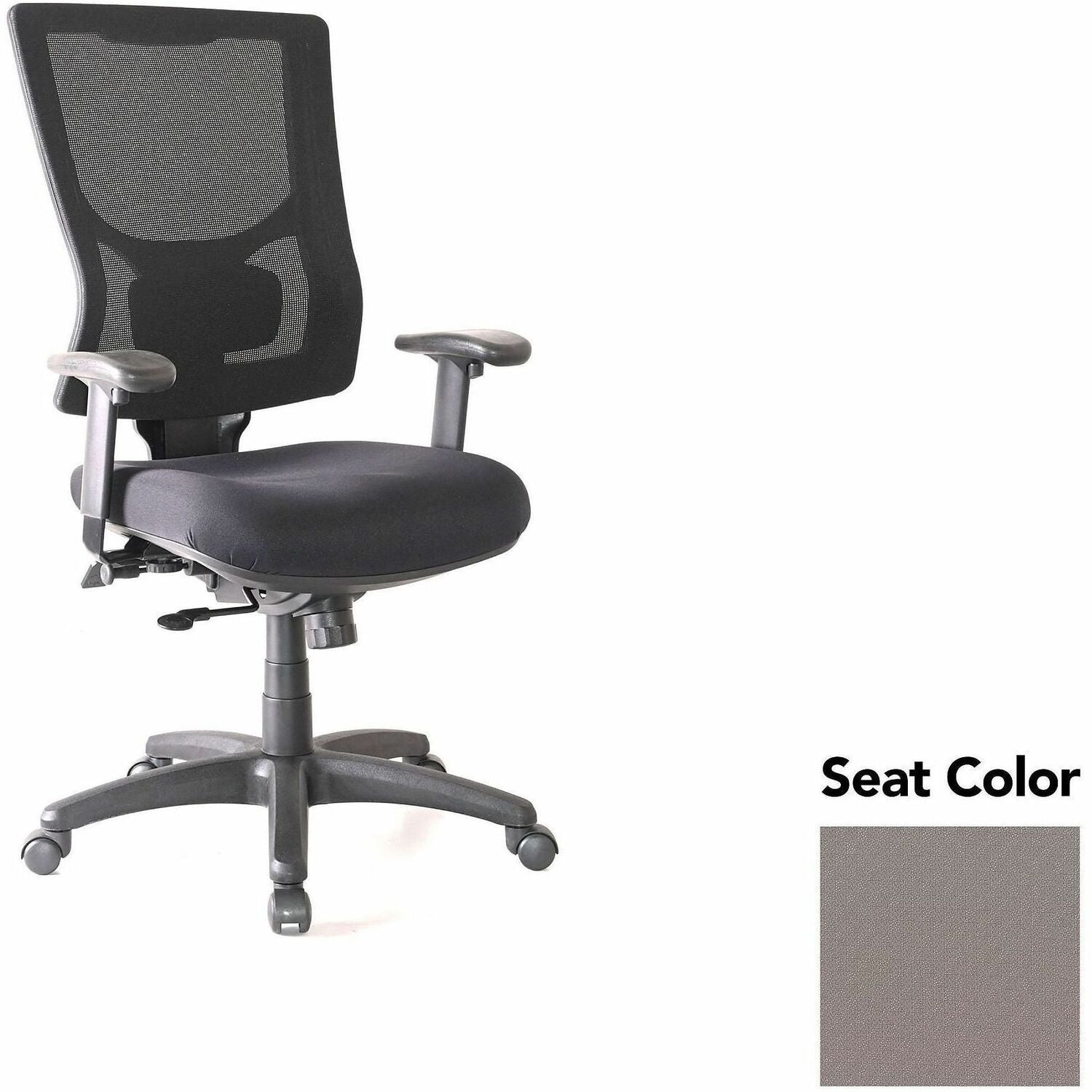 Lorell Conjure High-Back Office Chair, Insight Fossil Seat, Mesh Back, Adjustable Arms, 360° Swivel, 1 Each