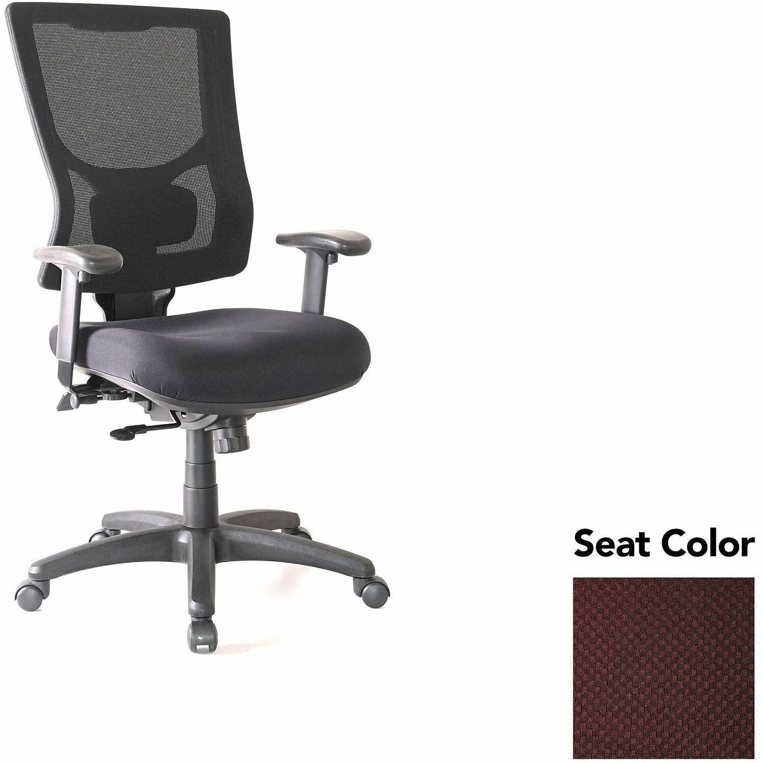 Lorell Conjure High-Back Office Chair, Perfection Burgundy Seat, Mesh Back, Adjustable Arms, 360° Swivel, 1 Each