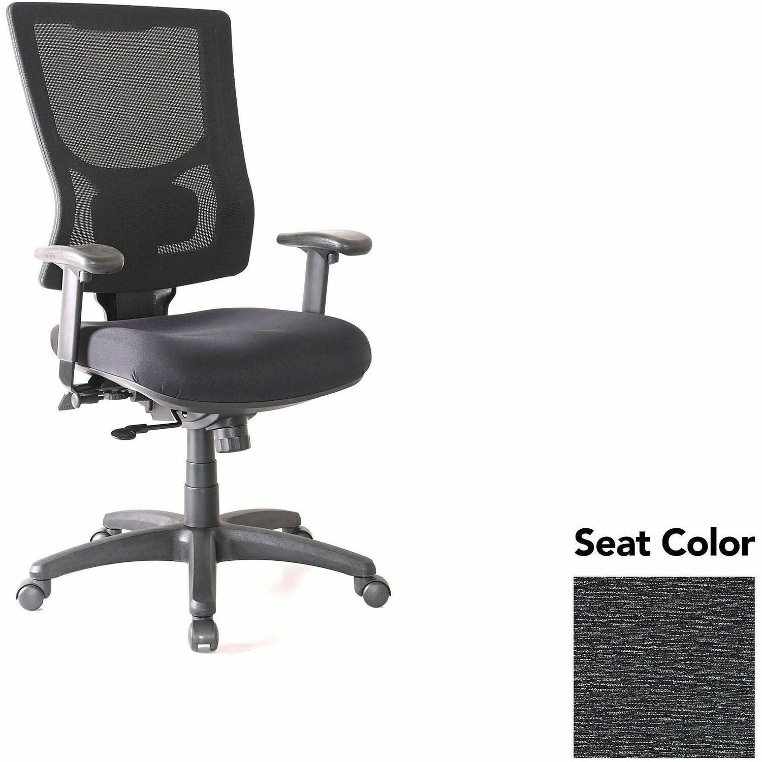Lorell Conjure High-Back Office Chair, Fuse Azurean Seat, Mesh Back, Adjustable Arms, 360° Swivel, 1 Each