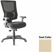 Lorell Conjure High-Back Swivel/Tilt Office Chair, Dillon Buff, Polyurethane Foam Seat, Mesh Back, Adjustable Arms, 1 Each