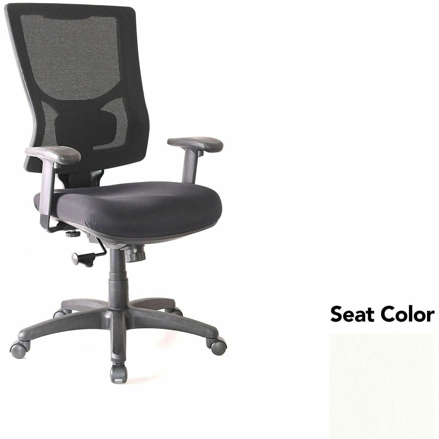 Lorell Conjure High-Back Swivel/Tilt Office Chair, Dillon Snow, Polyurethane Foam Seat, Mesh Back, Adjustable Arms, 1 Each