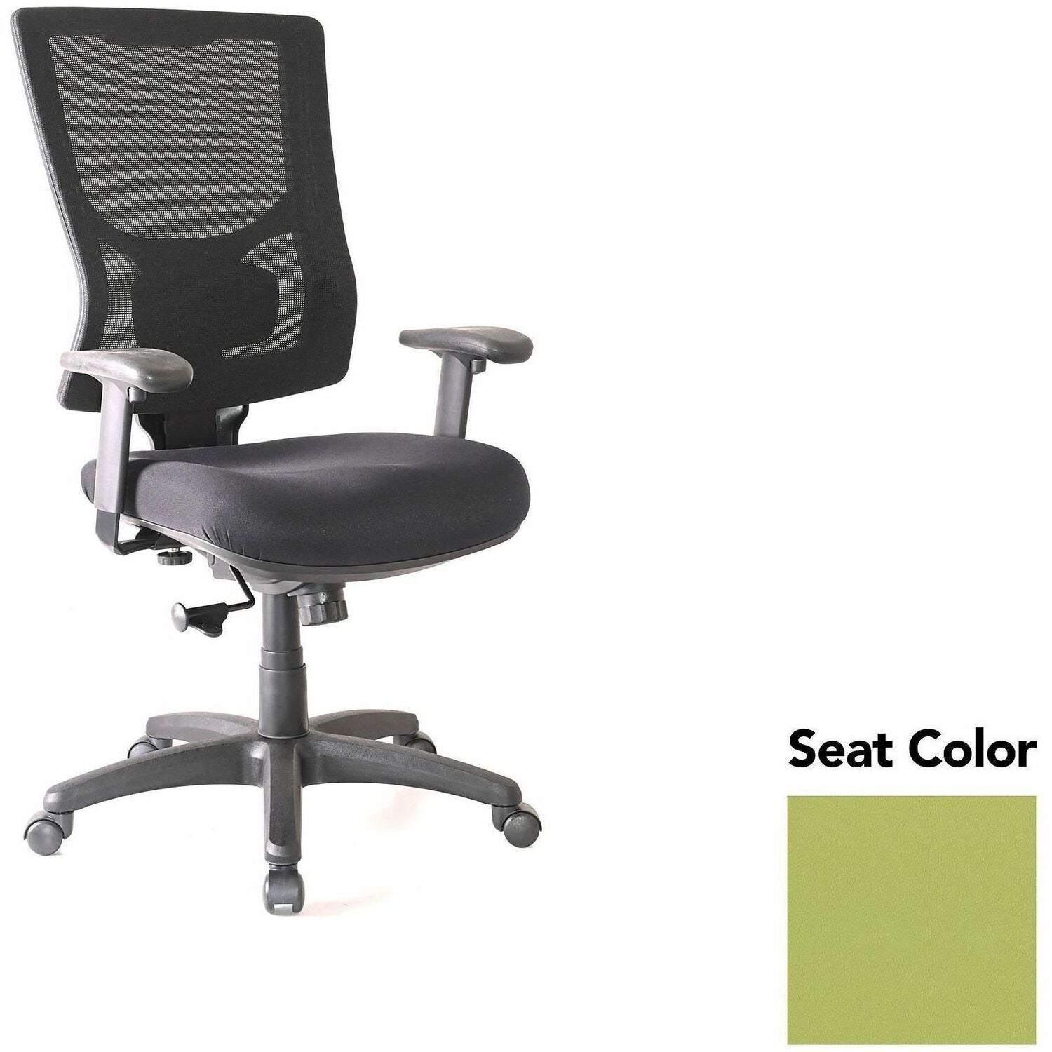 Lorell Conjure High-Back Swivel/Tilt Office Chair, Dillon Apple Green, Polyurethane Foam Seat, Mesh High Back, Adjustable Arms, 1 Each