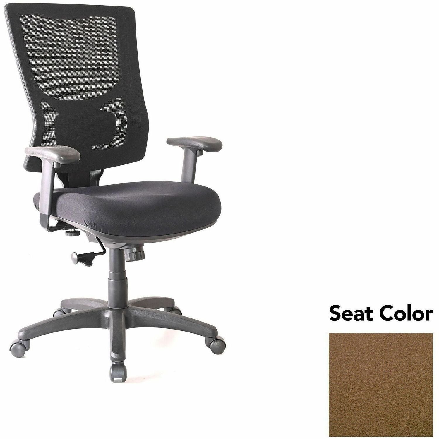 Lorell Conjure High-Back Swivel/Tilt Office Chair, Canyon Mudslide Seat, Polyurethane Foam Seat, Mesh High Back, Adjustable Armrests, 1 Each