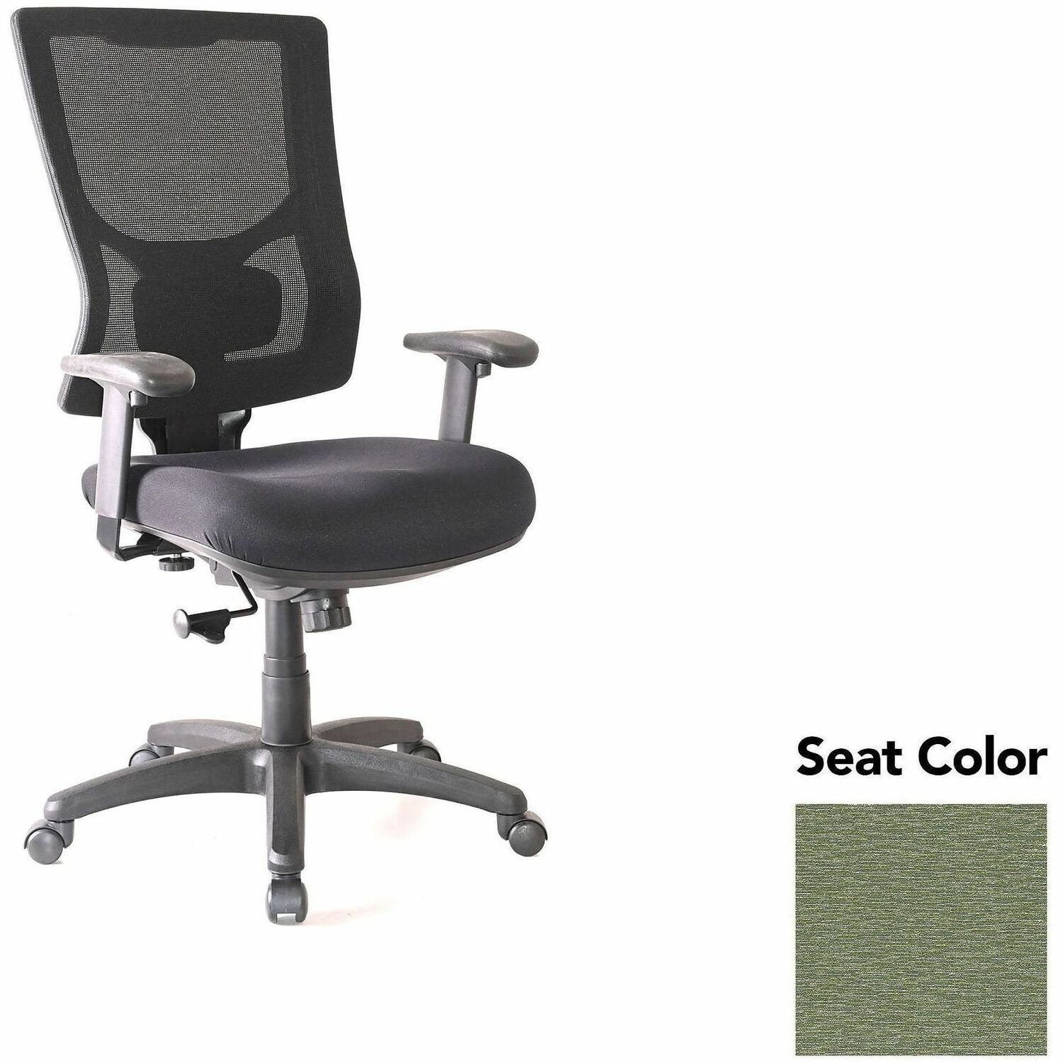 Lorell Conjure High-Back Swivel/Tilt Office Chair, Fuse Cress Seat, Polyurethane Foam, Mesh Back, Adjustable Arms, 1 Each