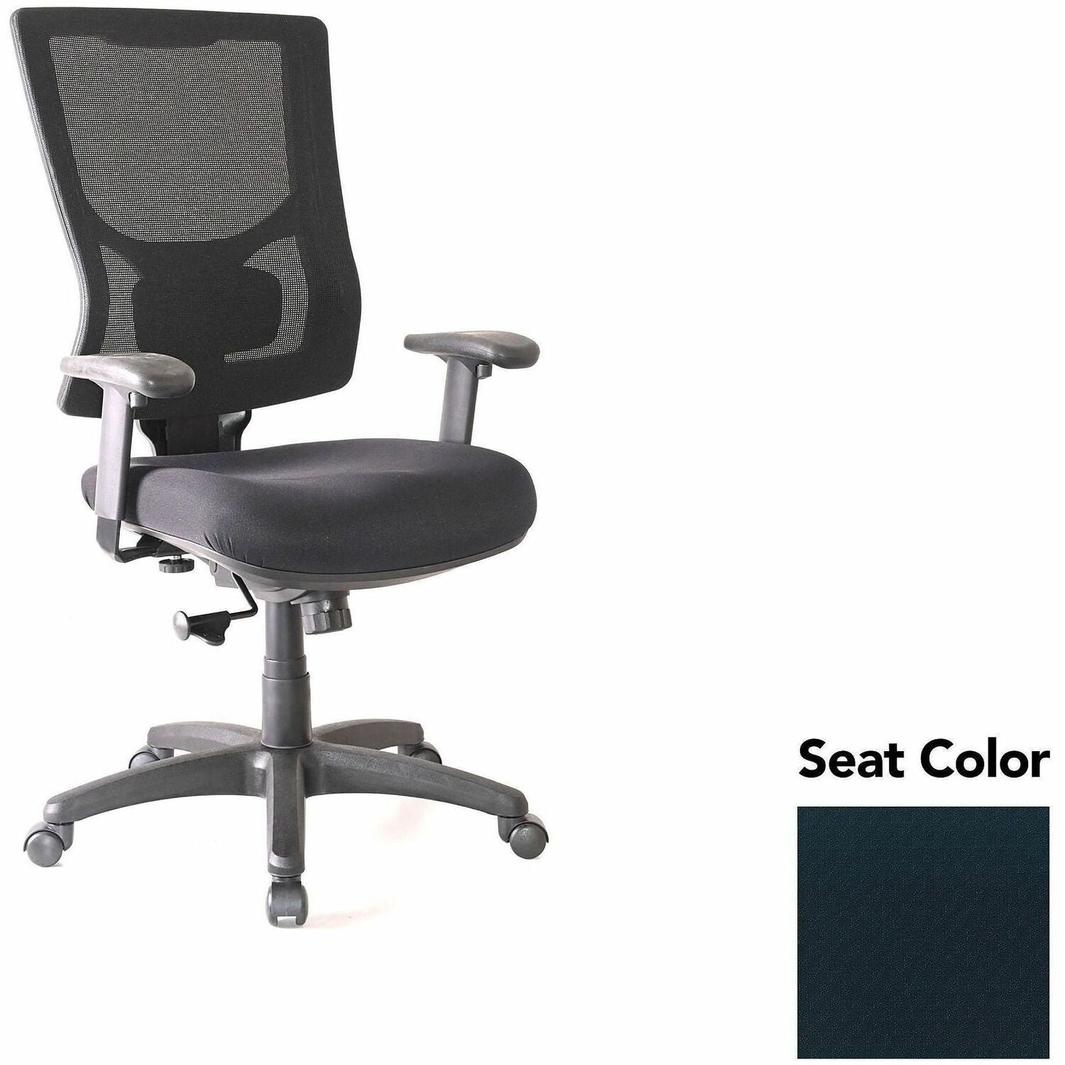Lorell Conjure High-Back Swivel/Tilt Office Chair, Insight Ebony, Polyurethane Foam Seat, Mesh Back, Adjustable Arms, 1 Each