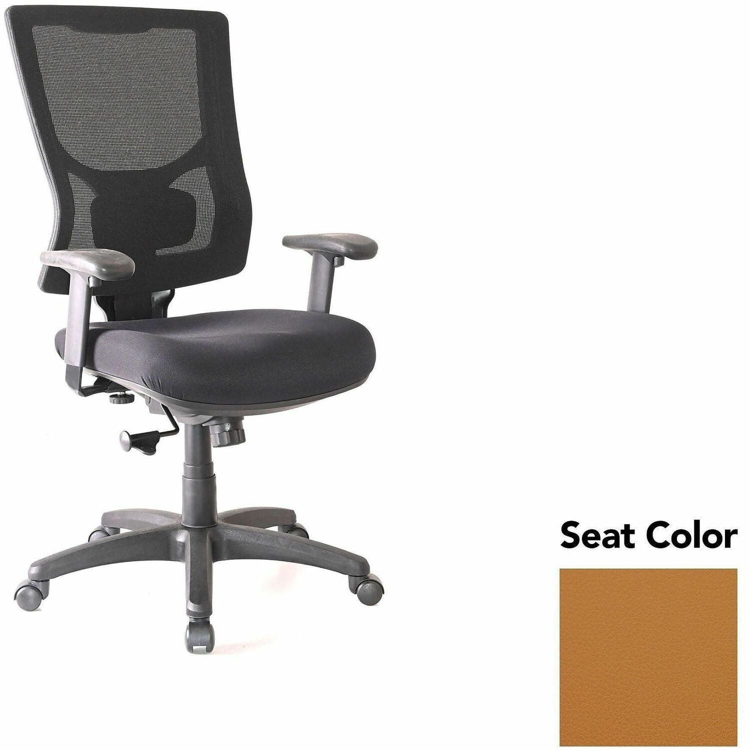 Lorell Conjure High-Back Swivel/Tilt Office Chair, Canyon Nutmeg, Polyurethane Foam Seat, Mesh High Back, Adjustable Arms, 1 Each