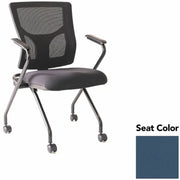 Lorell Conjure Mesh Training Chairs with Arms, High Back, Dillon Ocean Seat, Black Frame, Polyurethane and Foam Seat, Mesh Back, Fixed Armrests, 2 per Carton