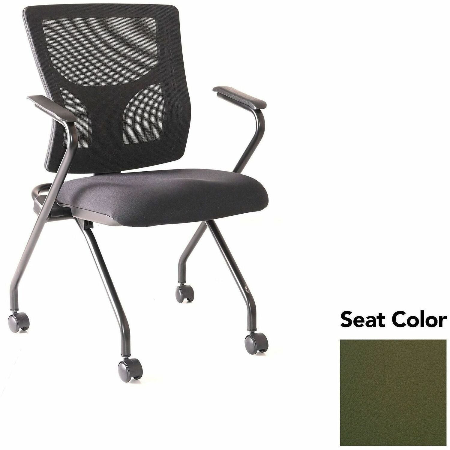 Lorell Conjure Mesh Training Chairs with Arms, High Back, Canyon Fern Seat, Black Frame, Polyurethane and Foam Seat, Mesh Back, Fixed Armrests, 2 per Carton