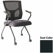 Lorell Conjure Mesh Training Chairs with Arms, High Back, Dillon Black, Polyurethane/Foam Seat, Mesh Back, Fixed Arms, Powder-Coated Metal Legs, 2 per Carton