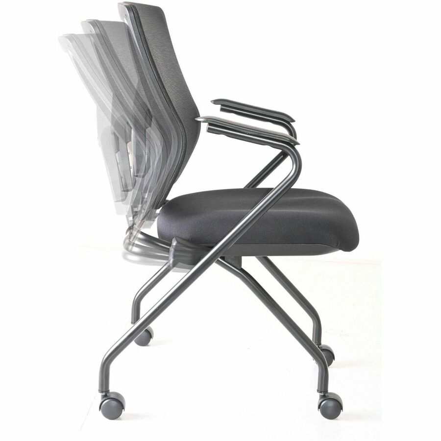 Lorell Conjure Mesh Training Chairs with Arms, High Back, Real Red Seat, Black Frame, Polyurethane and Foam Seat, Mesh Back, Fixed Armrests, 2 per Carton