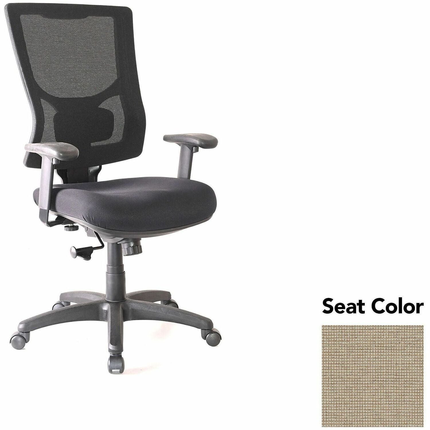 Lorell Conjure High-Back Swivel/Tilt Office Chair, Shire Travertine, Polyurethane Foam Seat, Mesh Back, Adjustable Arms, 1 Each