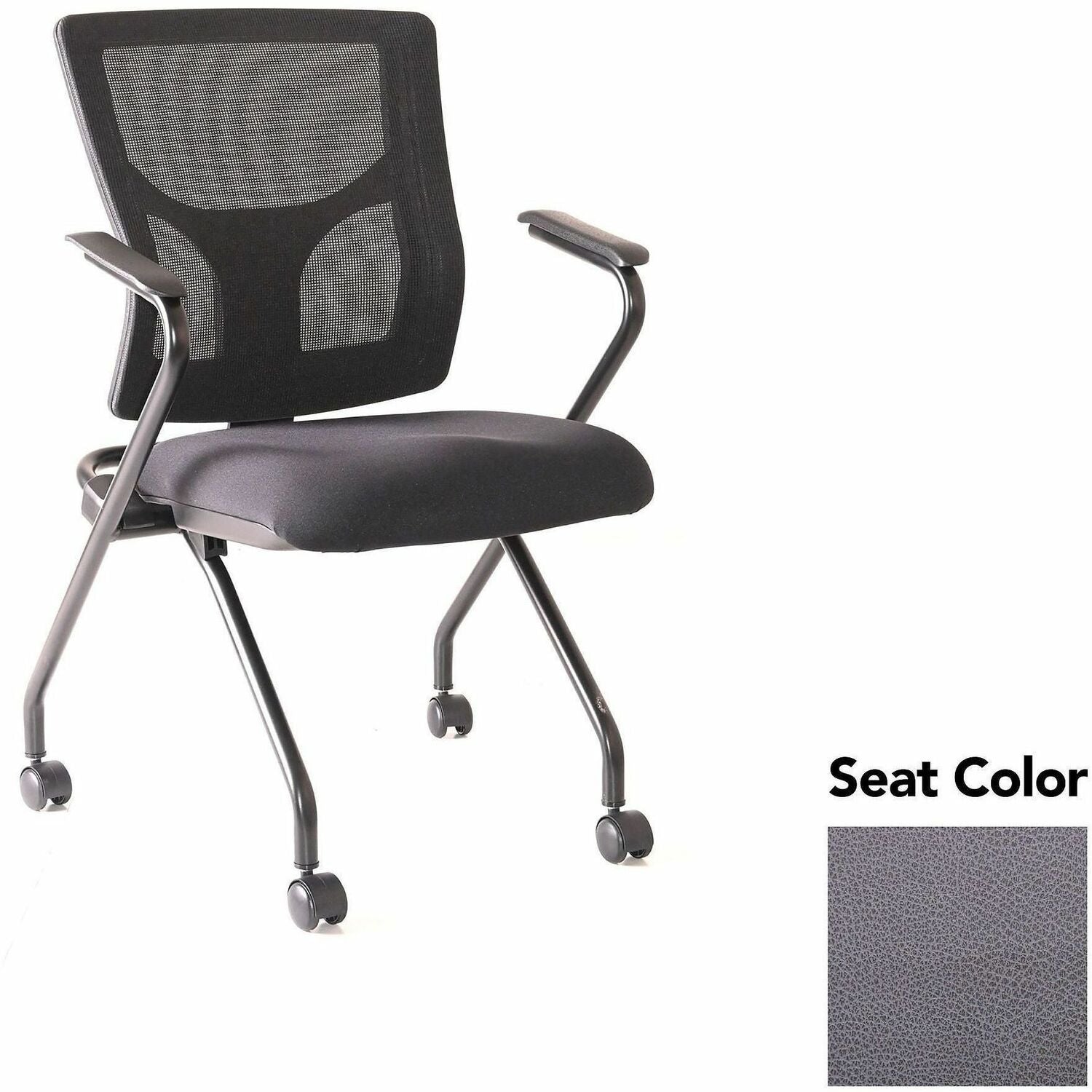 Lorell Conjure Mesh Training Chairs with Arms, High Back, Canyon Carbon Seat, Polyurethane and Foam, Mesh Back, Black, Fixed Armrest, 2 per Carton