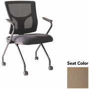 Lorell Conjure Mesh Training Chairs with Arms, High Back, Perfection Beige Seat, Black Frame, Polyurethane and Foam Seat, Mesh Back, Fixed Armrests, 2 per Carton