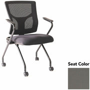 Lorell Conjure Mesh Training Chairs with Arms, High Back, Expo Fog Seat, Black Frame, Polyurethane and Foam Seat, Mesh Back, Fixed Armrests, 2 per Carton