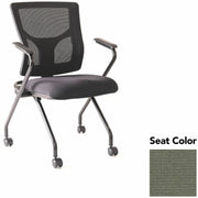 Lorell Conjure Mesh Training Chairs with Arms, High Back, Shire Sage Seat, Black Frame, Polyurethane and Foam Seat, Mesh Back, Fixed Armrests, 2 per Carton
