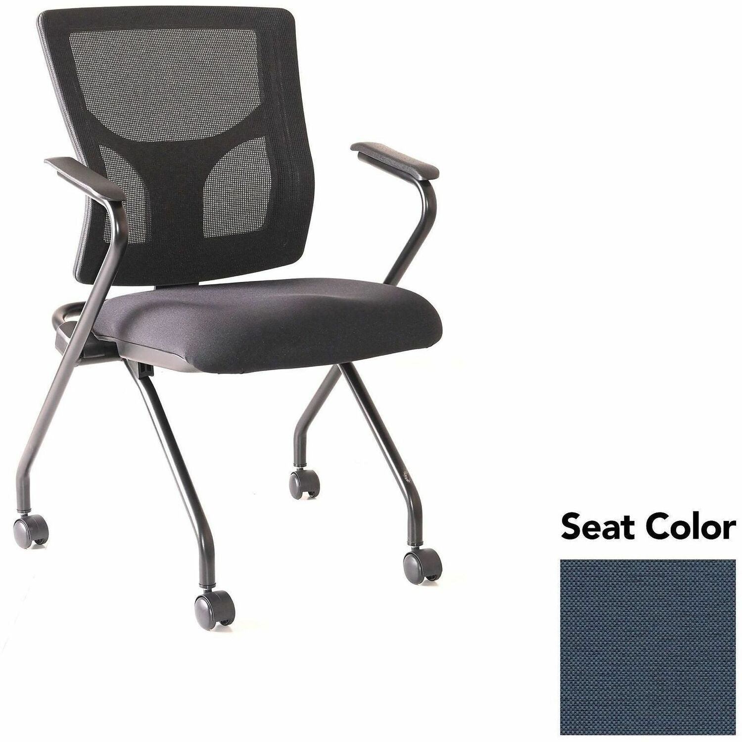 Lorell Conjure Mesh Training Chairs with Arms, High Back, Shire Chesapeake Seat, Black, Polyurethane and Foam Seat, Mesh Back, Fixed Armrest, 2 per Carton
