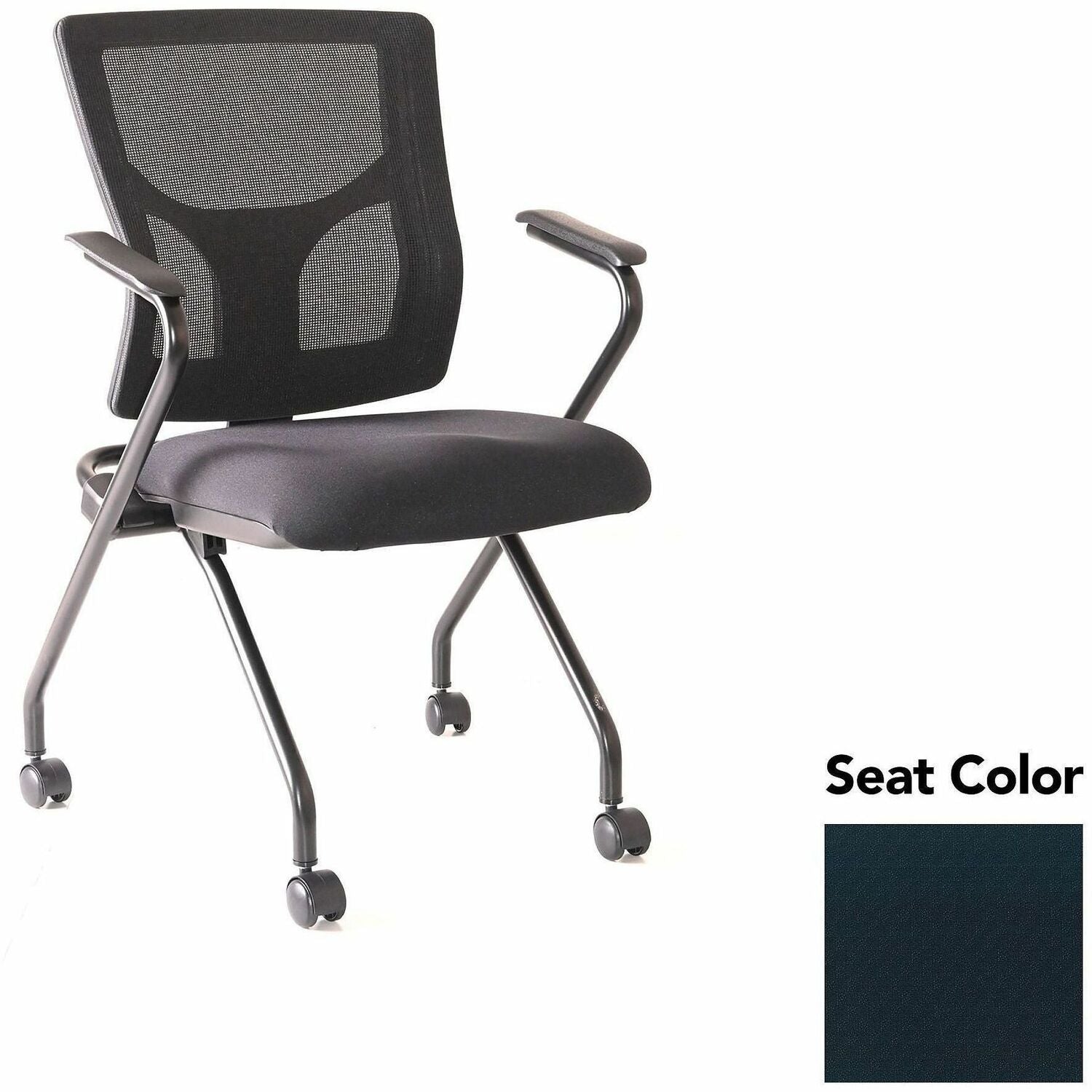 Lorell Conjure Mesh Training Chairs with Arms, High Back, Insight Ebony, Polyurethane/Foam Seat, Mesh Back, Fixed Armrest, Black, 2 per Carton
