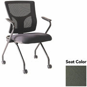 Lorell Conjure Mesh Training Chairs with Arms, High Back, Perfection Olive Green Seat, Black Frame, Polyurethane and Foam Seat, Mesh Back, Fixed Armrests, 2 Chairs per Carton