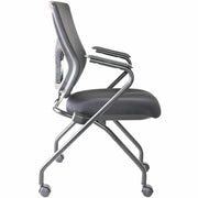 Lorell Conjure Mesh Training Chairs with Arms, High Back, Fuse Cress Seat, Black, Polyurethane and Foam Seat, Mesh Back, Fixed Armrest, Powder-Coated Metal Base, 2 Chairs per Carton