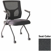 Lorell Conjure Mesh Training Chairs with Arms, High Back, Mesh Back, Polyurethane Foam Seat, Fuse Azurean, Black, Fixed Armrest, 2 per Carton
