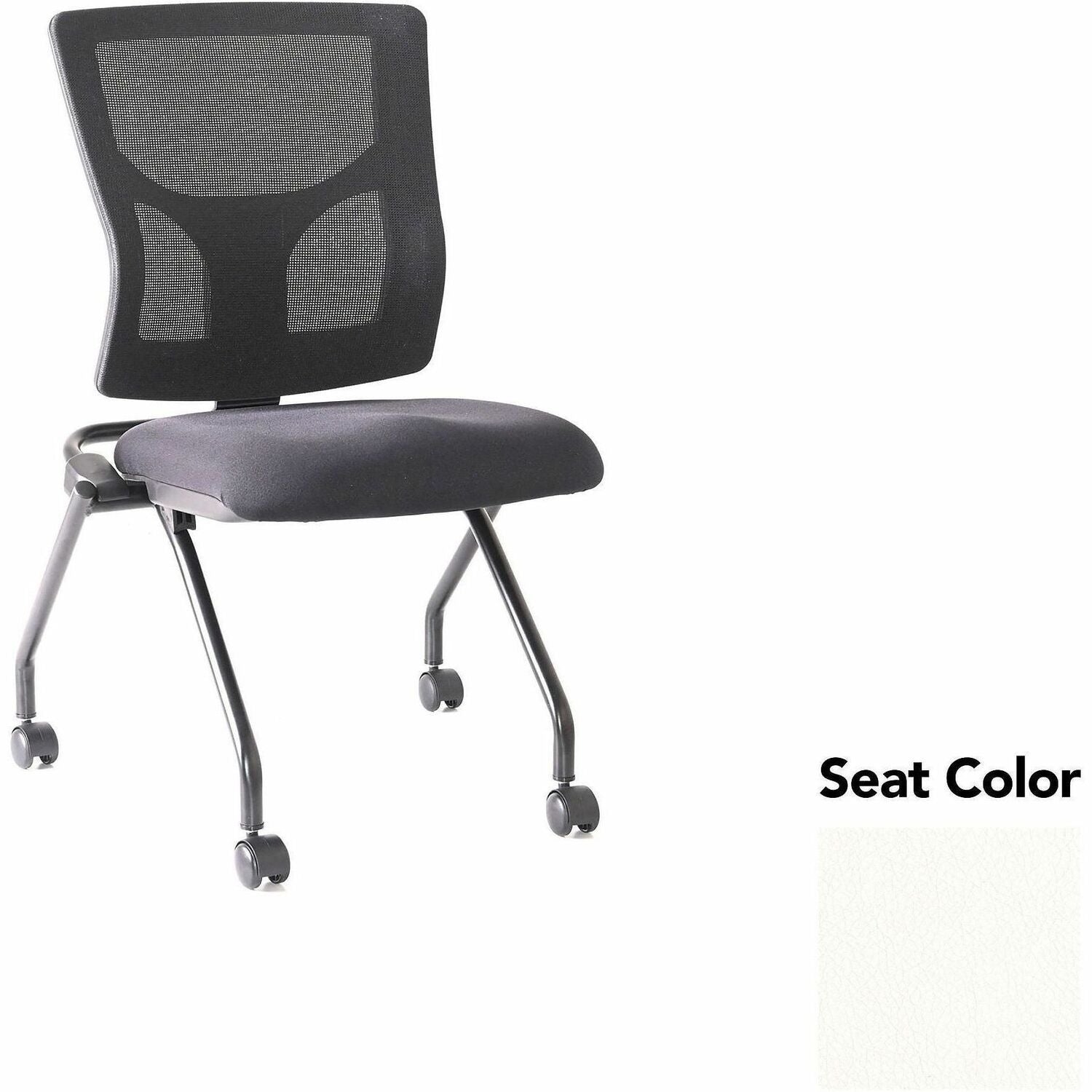 Lorell Conjure Mesh Training Chairs, Dillon Snow Seat, Polyurethane Foam Seat, Mesh Back, Foldable, Nesting, Adjustable Back, 2 Chairs per Carton