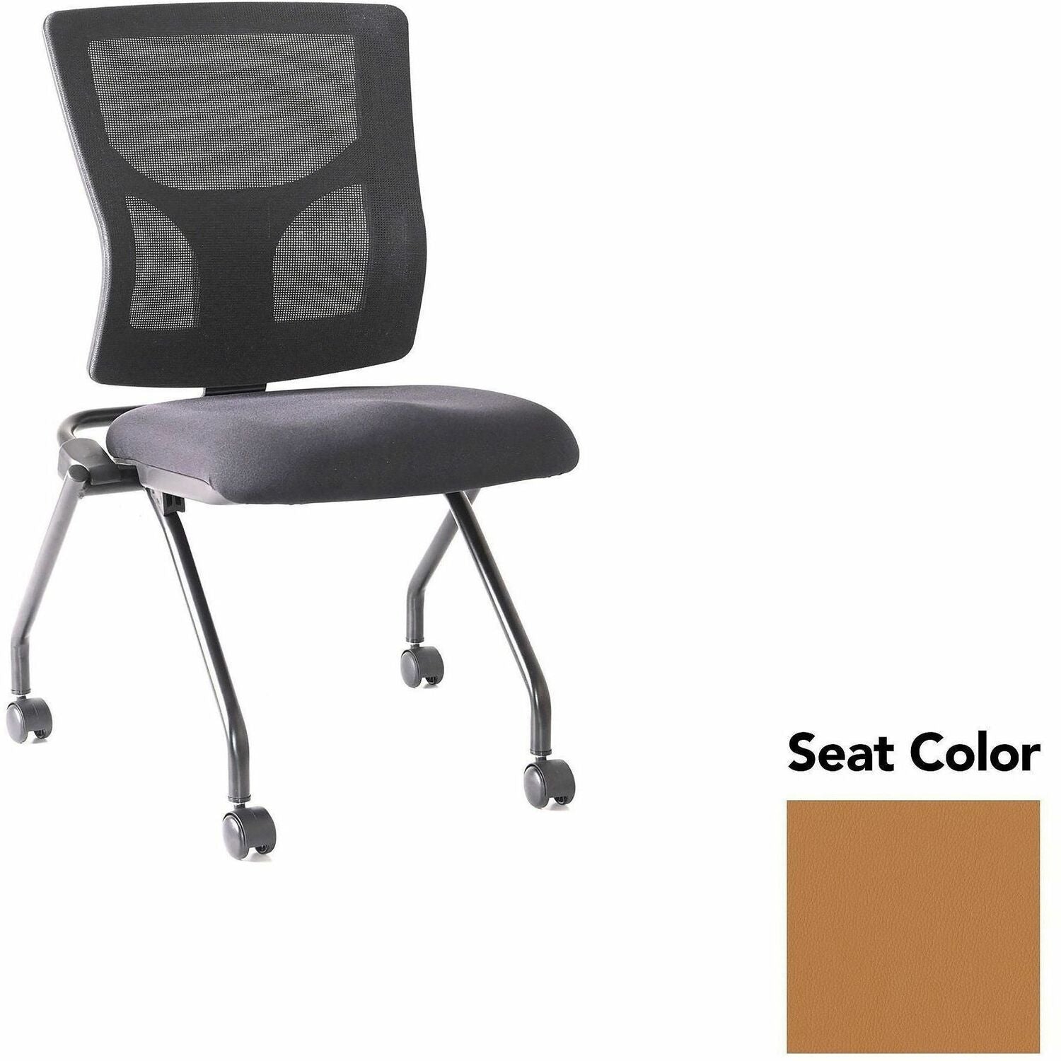 Lorell Conjure Mesh Training Chairs, Dillon Fiesta Seat, Polyurethane Foam Seat, Mesh Back, Foldable, Nesting, Adjustable Back, Powder-Coated Metal Base, Casters, 2 Chairs per Carton