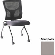 Lorell Conjure Mesh Training Chairs, Polyurethane Foam Seat, Mesh Back, Castillo Metal Color, Foldable, Nesting, Adjustable Back, 2 Chairs per Carton