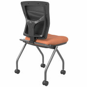 Lorell Conjure Mesh Training Chairs, Canyon Cordovan Seat, Polyurethane Foam, Mesh Back, Foldable, Nesting, Adjustable Back, 2 per Carton