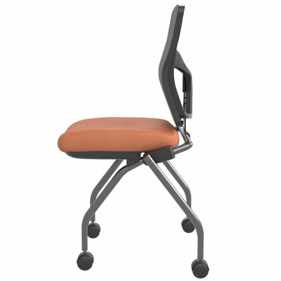 Lorell Conjure Mesh Training Chairs, Canyon Cordovan Seat, Polyurethane Foam, Mesh Back, Foldable, Nesting, Adjustable Back, 2 per Carton