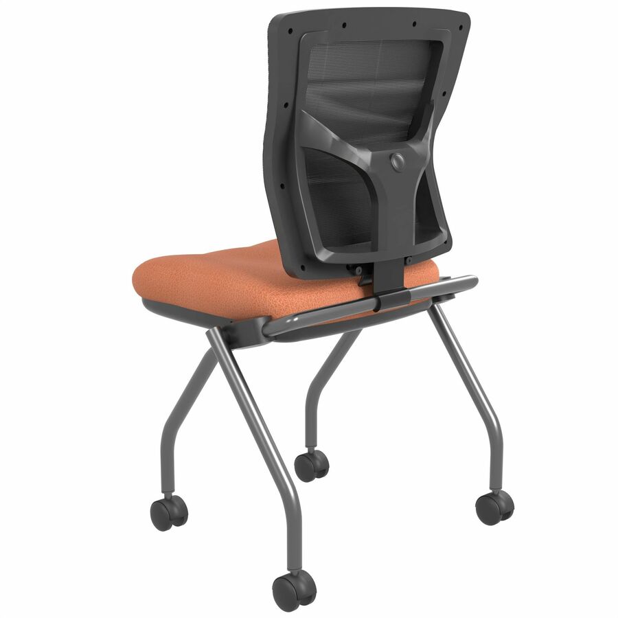 Lorell Conjure Mesh Training Chairs, Canyon Cordovan Seat, Polyurethane Foam, Mesh Back, Foldable, Nesting, Adjustable Back, 2 per Carton