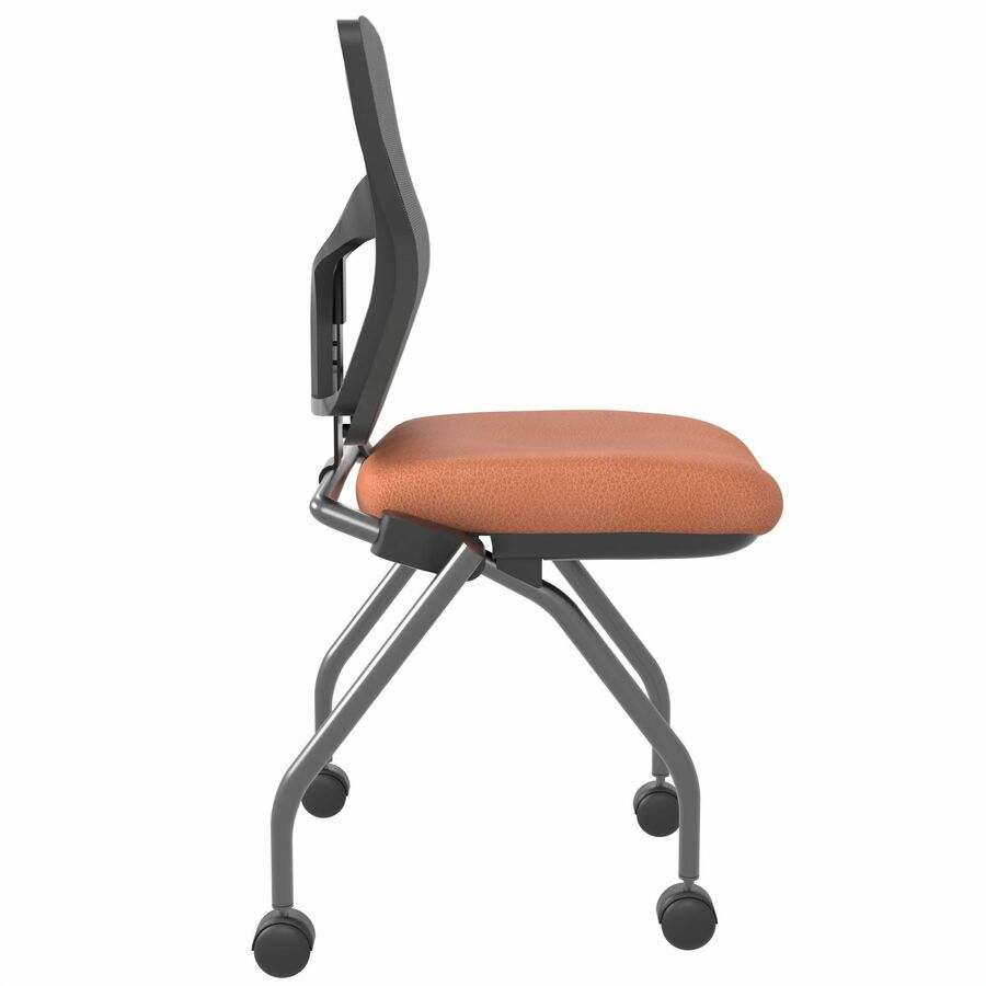 Lorell Conjure Mesh Training Chairs, Canyon Cordovan Seat, Polyurethane Foam, Mesh Back, Foldable, Nesting, Adjustable Back, 2 per Carton