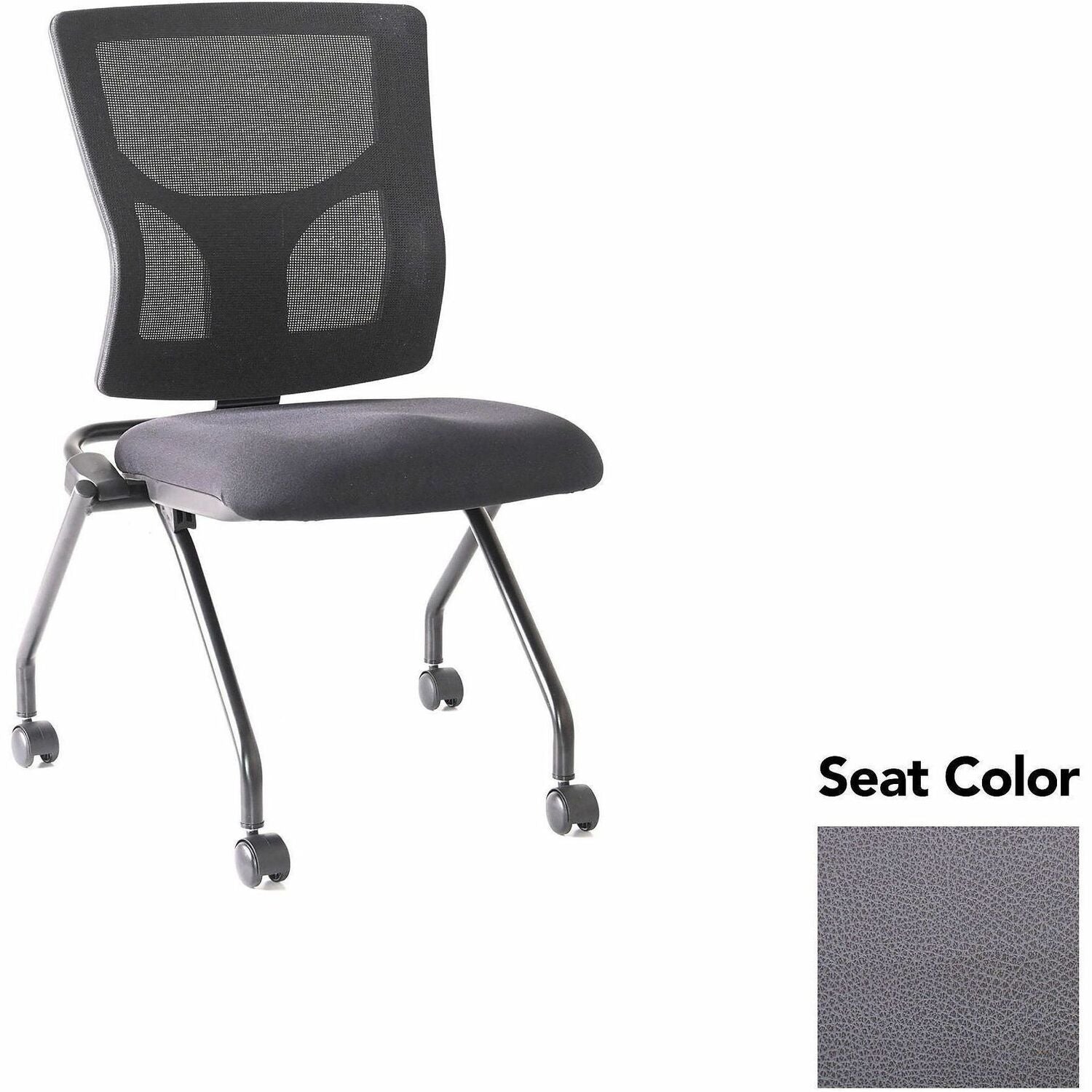 Lorell Conjure Mesh Training Chairs, Canyon Carbon Seat, Polyurethane Foam, Mesh Back, Foldable, Nesting, Adjustable Back, 2 per Carton