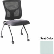 Lorell Conjure Mesh Training Chairs, Castillo Breezy Seat, Polyurethane Foam Seat, Mesh Back, Foldable, Nesting, Adjustable Back, Black Metal Legs, Casters, 2 Chairs per Carton