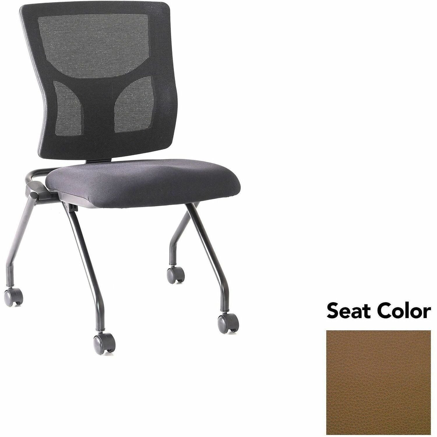 Lorell Conjure Mesh Training Chairs, Canyon Mudslide Seat, Polyurethane Foam, Mesh Back, Foldable, Nesting, Adjustable Back, 2 Chairs per Carton