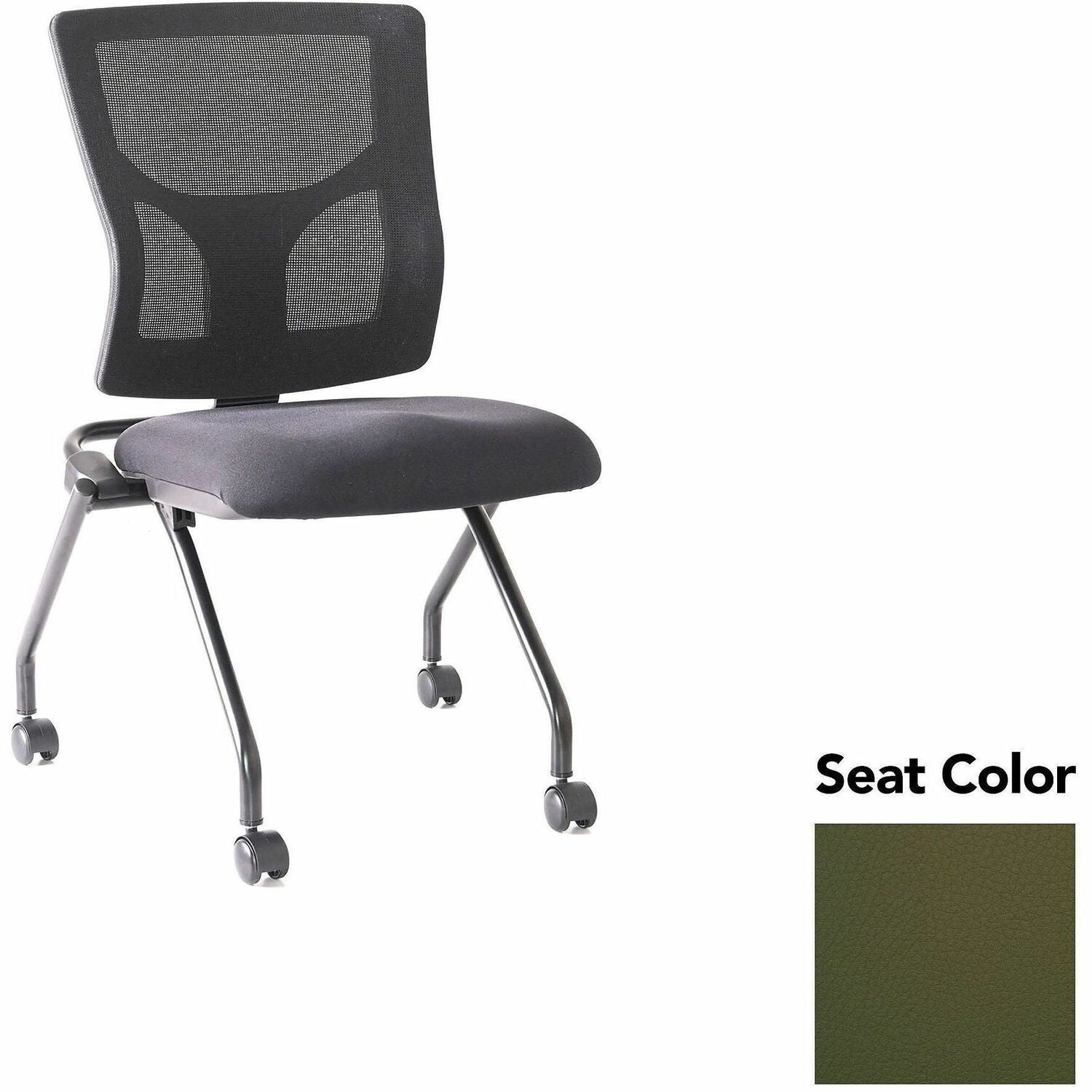 Lorell Conjure Mesh Training Chairs, Canyon Fern Seat, Polyurethane Foam Seat, Mesh Back, Foldable, Nesting, Adjustable Back, 2 Chairs per Carton