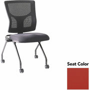 Lorell Conjure Mesh Training Chairs, Canyon Red Rock Seat, Polyurethane Foam Seat, Mesh Back, Foldable, Nesting, Adjustable Back, Powder-Coated Metal Base, Casters, 2 Chairs per Carton